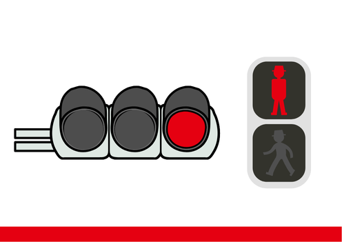 信号機の赤信号が点灯しているイラスト。