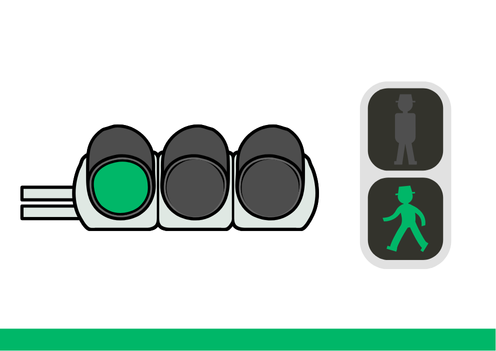 信号機の青信号が点灯しているイラスト。