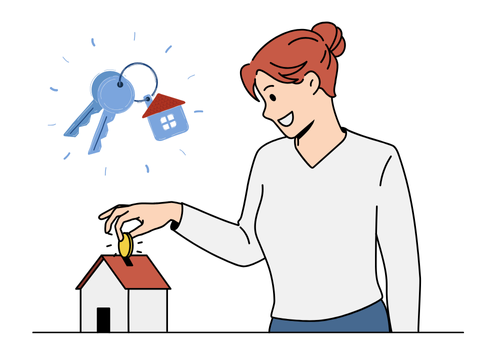 外国人が日本で住宅を借りるイラスト。