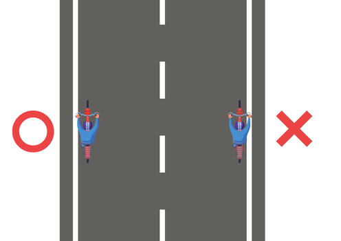 自転車が道路の左側を通行することを示すイラスト。