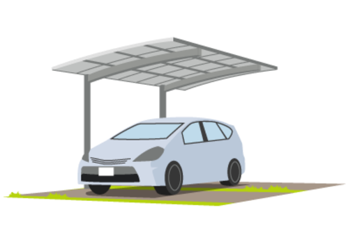 駐車場に車が停められている様子を描いたイラスト。