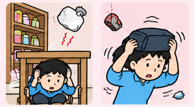 Protecting yourself under a desk and covering your head