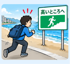 Running away from the sea