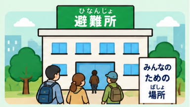 Evacuation shelter illustration